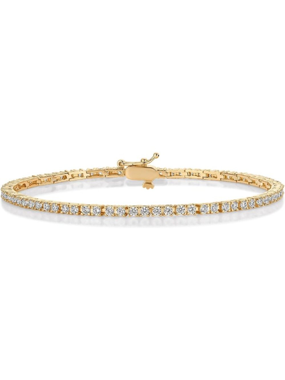 Elegant 14K Gold Plated Tennis Bracelet for Women, 2mm Cubic Zirconia Sparkle